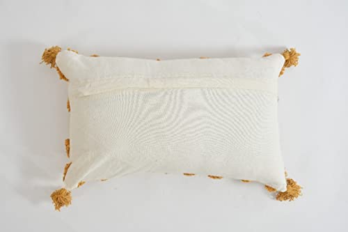 Image of Tufted Cushion Cover 12 inch x 20 inch | Bedroom Cushions Set for Bed | Living Room Cushions for Sofa | Yellow Diamond | Pack of 1