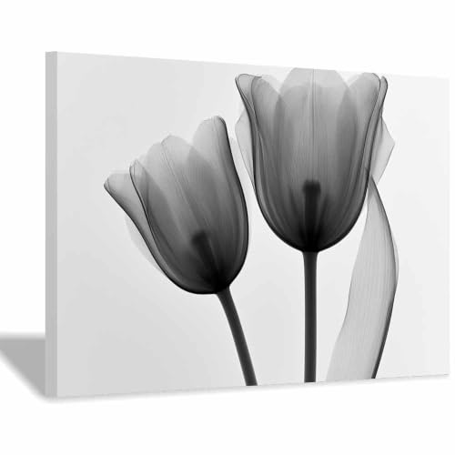 Toile de tulipe à rayons X 20x30cm encadrée pour déco salon