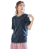 [ニッセン] Tシャツ・カットソー レディース 大きいサイズ 綿100%汗じみしにくい重ね着風5分袖Tシャツ ネイビー×チャコール 3L