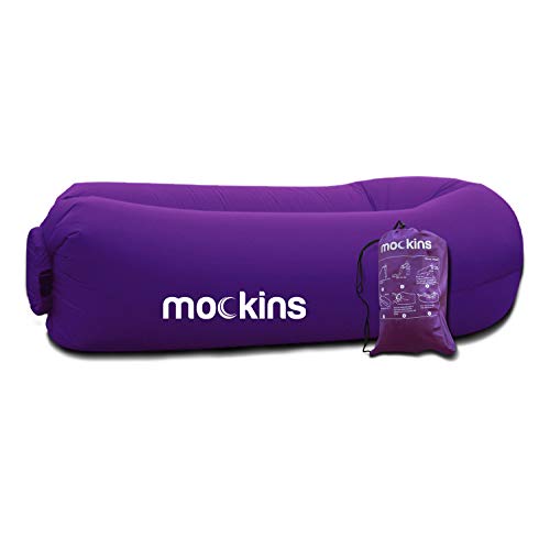 Mockins Purple Inflatable Lounger Hangout Sofa Bed with Travel Bag Pouch The Portable Inflatable Couch Air Lounger is Perfect for Music Festivals and Camping Accessories Inflatable Hammock