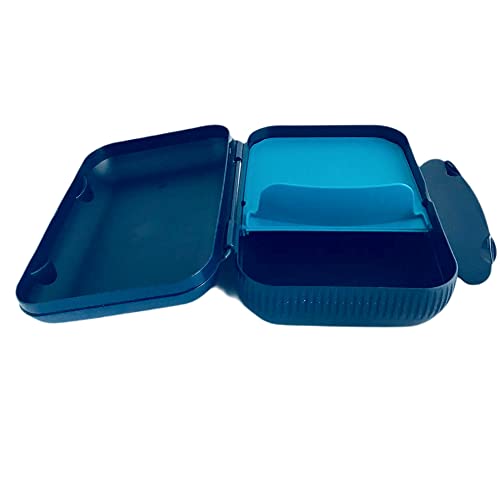 Tupperware To Go Lunch Box Dark Blue Turquoise with Separation Bread Box Sandwich Tin - Image 2