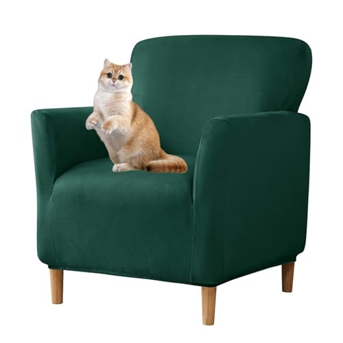 Protector sofá elástico verde para sillón con brazos de terciopelo 2