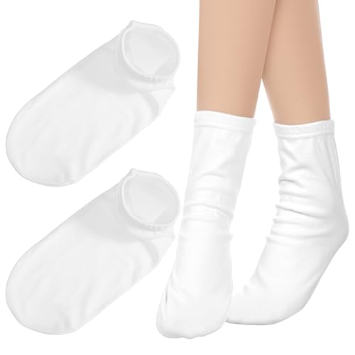 Castor Oil Pack Wrap for Feet Organic Cotton Socks for Foot Arthritis Tingling & Cracking Relief Reusable Foot Ankles Wrap White Support for Plantar Fasciitis