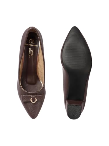 Image of Carlton London Women's Block Heel Round Toe Pumps - Elegant, Comfortable, and Stylish for Office, Casual and Semi-Formal Use