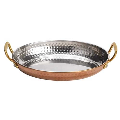 Nuiorfty Paellera de acero inoxidable con doble mango de 7 pulgadas sartén para saltear de grado alimenticio fácil limpieza pl