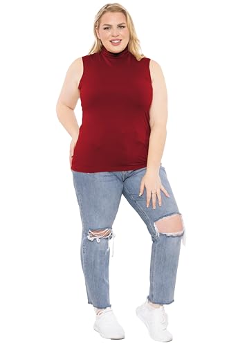 Image of Womens Turtle Neck | Long Sleeve and Sleeveless Top | Plus Size XL-7X | Tops Women White Turtleneck Women