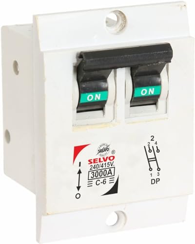 Image of SELVO C-6A Double Pole Flush Mounted (Screw Mounted) Mini MCB (PACK OF 2)