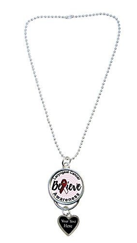 Holly Road Laryngeal Cancer Awareness Believe Rear View Mirror Car Charm Choose Your Text