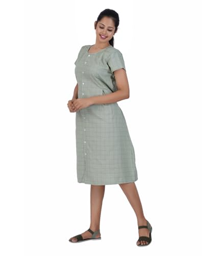 Image of MENMAII Women's [L-4XL] Full Open /Front Buttoned [a Kind of Adaptive Clothing] Multipurpose Nighty for Maternity /Pregnancy /Elderly /Patient /Feeding /Hospital Purpose Nighty Calf Length