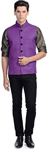 Vastraa Fusion Men Cotton-Blended Export-Quality Indian Traditional Nehru Jacket/Modi Ethnic Waistcoat (Light Sky Blue)