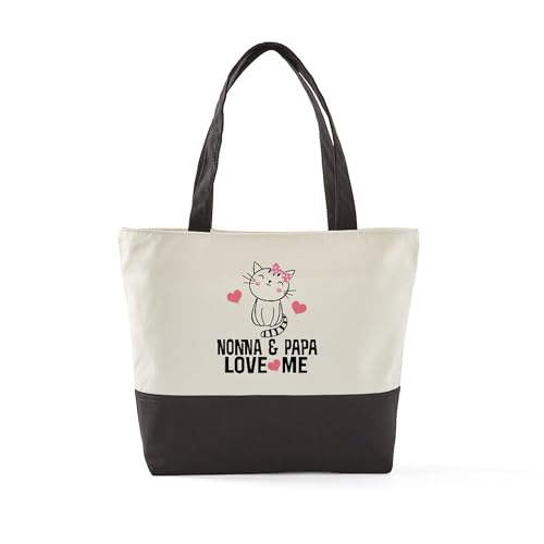 CafePress Nonna And Papa Love Me Granddaughter Zipper Tote B Canvas Tote Top Zipper Closure - Main Image