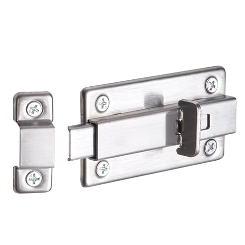 Stainless Steel Deadbolt with Push Button | Stainless Steel Push Button Door Latch - Exquisite Design Manual Latch for Bathroom Doors, Bedroom Doors and All Types of Room Doors