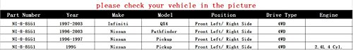 Odm Ni-8-8551 New Cv Axle Shaft/Drive Axle Assembly, Front Driver (Left)/ Passenger (Right) Side, For 1997-2003 Infiniti Qx4, Pathfinder 1996-2003/ Pickup 1995-1997, 4Wd #TOP1