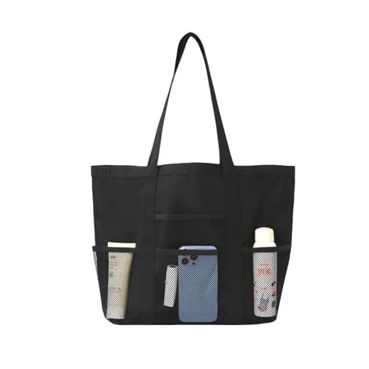 MUNSKT Grand sac de plage en maille – Pochette zip étanche à l'eau, résistant au sable, pliable – Idéal pour la piscine, les voyages, le gymnase et les sorties en famille