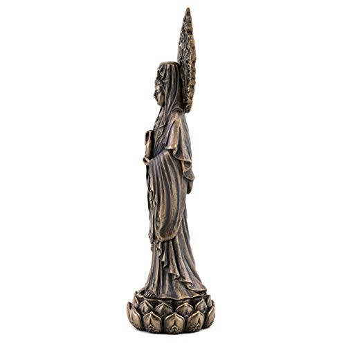 Estatua Guan Yin Meditando 7.25 Pulgadas Bronce miniatura 2