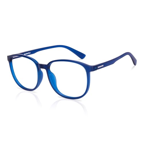 Zero Power Blue Cut Computer Glasses | Anti Glare, Lightweight & Blocks Harmful Rays | 100% UV Protected | Full Rim Round | For Men & Women | Large | 