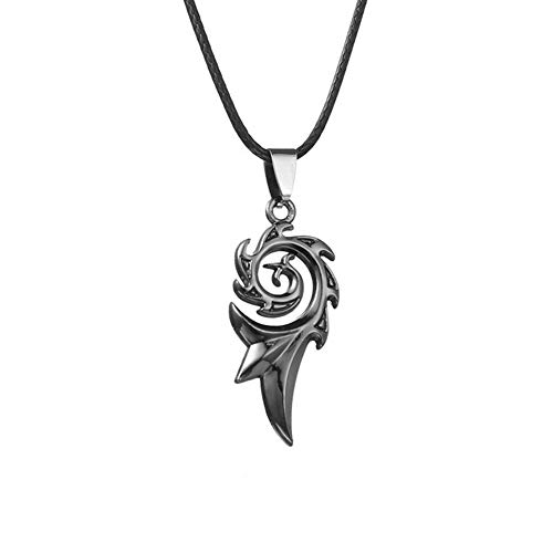 AILUOR Pewter Flame Fire Biker Pendant Necklace, Stainless Steel Gothic Men Vintage Punk Leather Necklace Jewelry (Black)