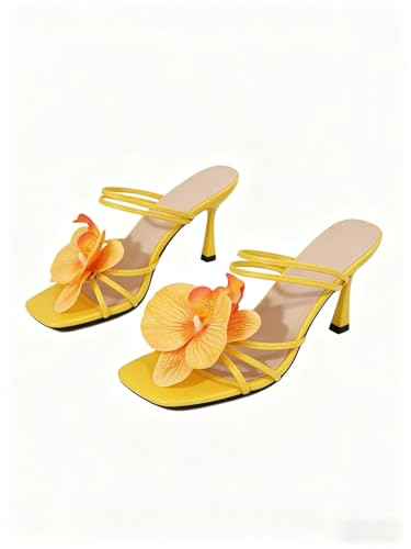 Image of MakeMeChic Women's Open Toe Floral Kitten Heels Flower Summer Beach Sandals