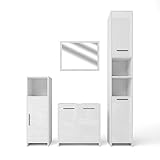Badmöbel Komplettset besteht aus: Spiegelschrank, Waschbeckenunterschrank, Hochschrank, Midi-Schrank