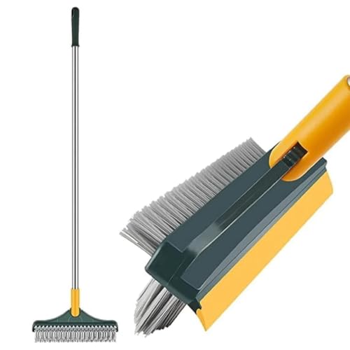Image of Bathroom Cleaning Brush with Wiper Tiles Cleaner with Long Handle 120 Rotate Bathroom Floor Scrub (3 in 1)