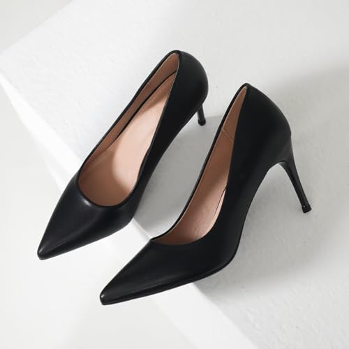 Image of Women's Low Kitten Heel Pumps Classic Fashion Dress Pumps Simple Heeled Shoes for Office Work