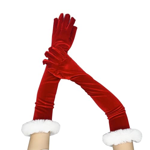Guantes de invierno de Papá Noel con campanas/puños blancos, decoración de pareja, dedos completos, gruesos, al aire libre, ciclismo, esquí, cálidos, para hombres y mujeres, largos