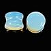 Handmade Opalite Stone Double Flared Ear Plugs – Polished Stone Ear Gauges | Tribal Body Piercing Jewelry | Stretching Plugs for Men & Women (20 mm (13/16”))
