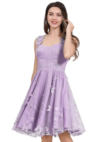 Butterfly Floral Embroidered Cocktail Dress for Women Evening Party Tulle Prom Dress Wedding Guest Formal Tea Corset Dress