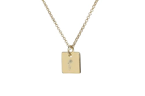 Collier mois de naissance en or 14k avec fleur de marguerite gravée