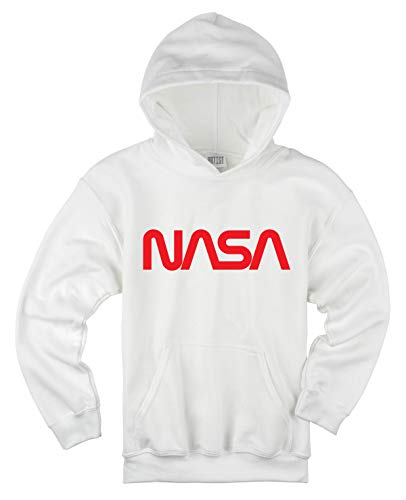ARTIST - Sudadera con Capucha NASA Blanca con Logotipo Worm Rojo Bianco M