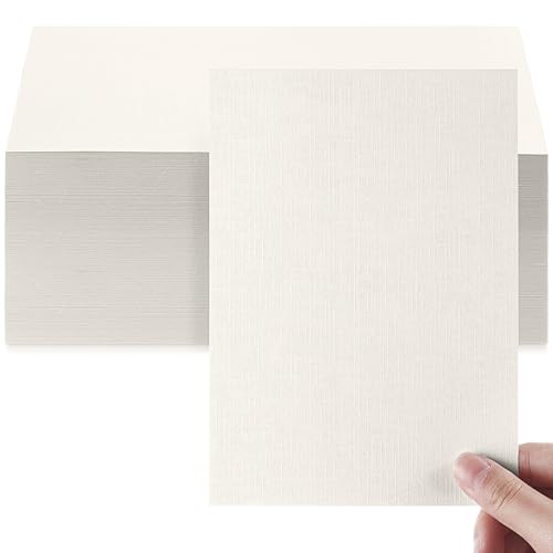 Geosar 150 Sheet Linen Cardstock Invitation Cardstock Heavyweight Printer Paper 92lb 250gsm Index Cards for Printer Cover Postcards Blank Flash Note Greeting (5 x 7 in,Beige) by Geosar - Used condition - US$18.01