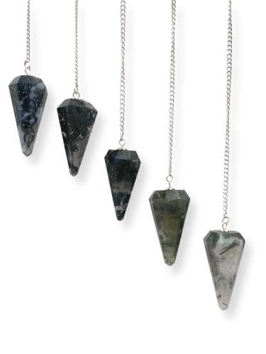 GEMSCITE モスメノウ宝石振り子 ファッション パワフルな瞑想 サイキック成功ギフト 風水 健康 富 レイキ ダウジング エネルギー ウェルネス クリスタル ヒーリング インドから 形而上学