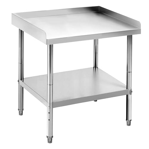 24x28x30 in Stainless Steel Equipment Grill Stand Table 400 LBS Capacity NSF Certified with Adjustable Legs, 2 in Edge Baffle, for Hotel, Home, Commer