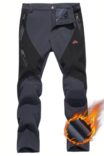 TACVASEN Men's Fleece Lined Ski Trousers, Grey