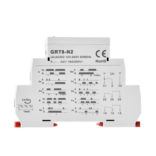 Relais temporisé 16A GRT8-N multifonction à 10 programmations