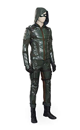 O-O Cosplay Mens Pu Leather Battle Suit Halloween Cosplay Costume Full Set (Man-L, Green) #TOP2