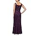 S.L. Fashions Women's Long Sequin Lace Fit and Flare Mother of The Bride Dress with Jacket (Petite & Regular Sizes), Eggplant, 10P