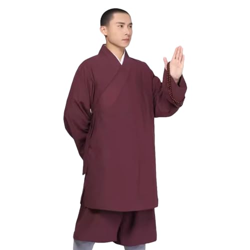 ZooBoo Men's Cotton Monk's Robe Monk Uniforms - Meditation Gown Suit Kungfu Clothes Martial Arts Clothing Arhat Suits