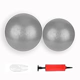 JUFANGFIN 2 pelotas de ejercicio de pilates mini de 6 pulgadas con bomba, barra pequeña para entrenamiento, fitness, equilibrio y terapia física (gris, 6 pulgadas + 9 pulgadas)