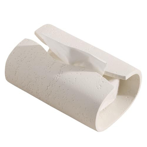 Haocoott Tissue Box Cover Rectangle, Resin Facial Tissue Holder Covers Toilet Paper Holder, Tissue Holders Decorative Paper Dispenser Home Decor for Bathroom Kitchen Bedroom Living Room Office Cream
