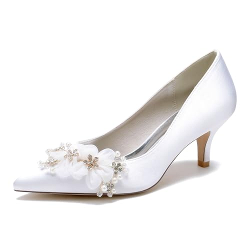 Chaussures de mariée confortables en satin à talons aiguilles de 6cm