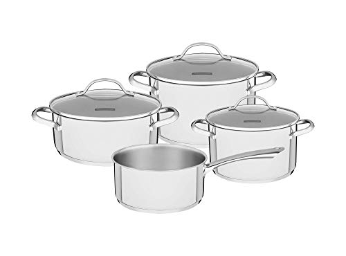 Tramontina 65280-026 Una - Batería de cocina (4 piezas, acero inoxidable, 3 cacerolas y 1 cazo...