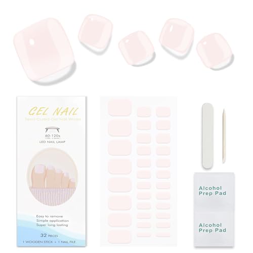 JMEOWIO Unghie Piedi Gel Adesive UV Crema Rosa Smalto Adesivo Unghie Piedi Gel Nail Stickers Decorazioni Unghie Nail Art Disegni