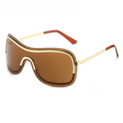Lunettes de soleil surdimensionnées verres anti-éblouissement thé doré sans monture