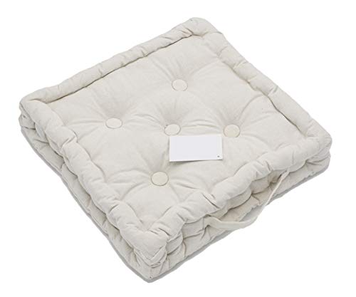 LEYENDAS Cojin para Silla de 40 x 40 x 8 cm para Interior y Exterior de 100% algodón cojín Acolchado/cojín para el Suelo (Blanco)