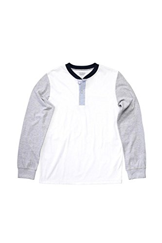 French Toast Big Boys' Long Sleeve Contrast Henley, School White, Small