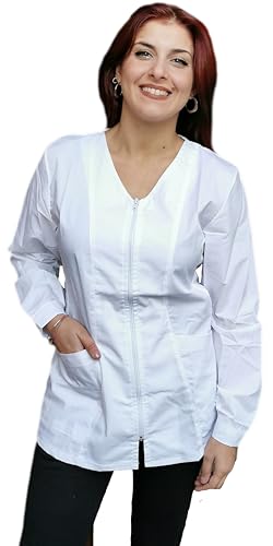 Versatile: Camice da lavoro donna con zip, ideale per estetiste, parrucchiere, personale alimentare, cameriere e colf.
