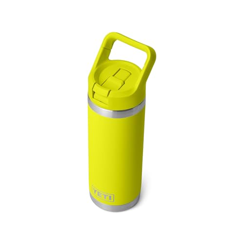 Image of YETI Rambler 18 oz Bottle, Vacuum Insulated, Stainless Steel with Color Matching Straw Cap, Firefly Yellow