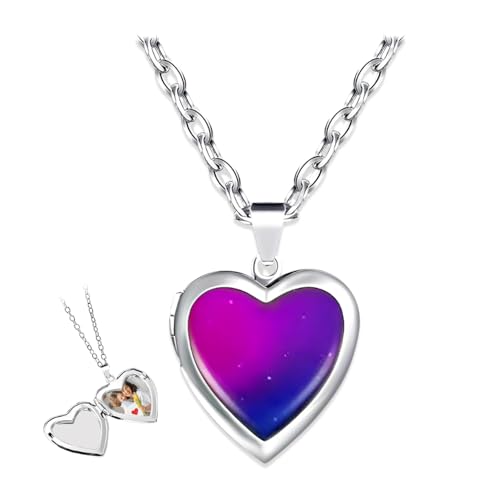 HMCEY Stimmungskette Mädchen,Gefühlskette Herz Damen,Medaillon...