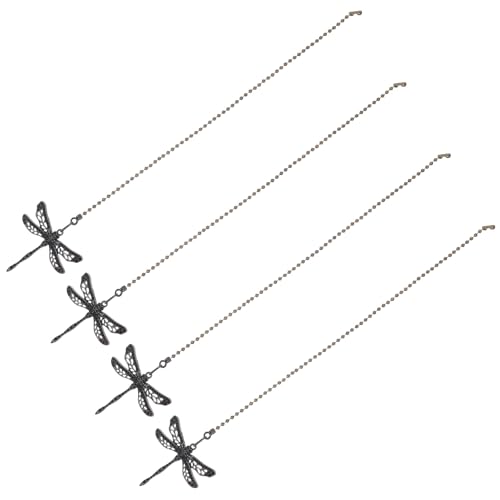 Healeved Extensores de Cadena para Ventilador de Techo de Aleación, 4 Piezas Diseño Vintage de Libélula, Tiradores Colgantes Decorativos para Lámparas y Ventiladores, 36 Cm,